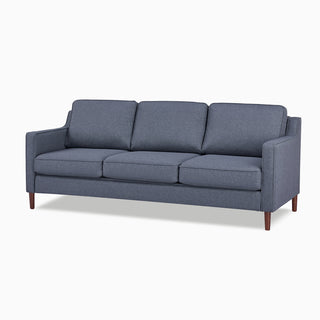 3-Seater Sofa, Gray Polyester Upholstery, Espresso Wood Legs