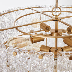 3-Tier Drum Chandelier, 8 Lights, Clear Glass with Gold Metal Frame