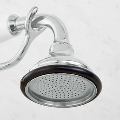 Telephone Style Wall Mounted Tub Faucet with Porcelain Lever Handles in Chrome | detail photo