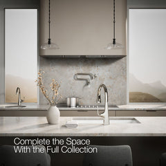 Kohler Graze Pull-Down Single Handle Kitchen Faucet With Three-Function Sprayhead With Accessories in Polished Nickel | product photo