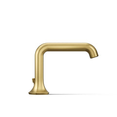 Kohler Occasion Bathroom Sink Spout with Straight Design and Drain Assembly in Vibrant Brushed Moderne Brass | product photo