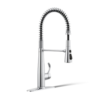 Simplice Single Handle Semi-Professional Pre-Rinse Kitchen Sink Faucet with Three-Function Pull Down Sprayer in Polished Chrome