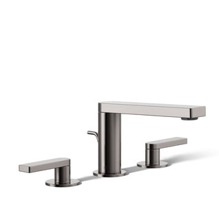 Composed Widespread Bathroom Faucet with Drain Assembly in Vibrant Titanium