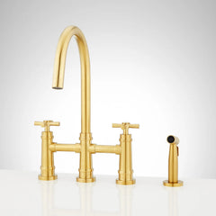 Ailey Bridge Kitchen Faucet with Side Spray in Brushed Gold | product photo