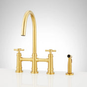 Ailey Bridge Kitchen Faucet with Side Spray in Brushed Gold