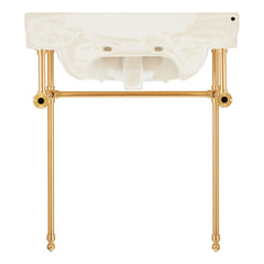 30" Cierra 31" Tall Vitreous China Rectangular Console Bathroom Sink with Overflow in Brushed Gold | product photo