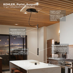 Kohler Purist Suspend Ceiling-Mount Kitchen Faucet Kit in Matte Black | product photo