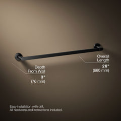 Kohler Composed Wall Mounted Towel Bar in Matte Black | product photo