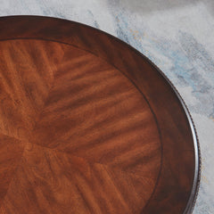35-Inch Round Coffee Table, Dark Cherry Top with Black Iron Base