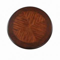 35-Inch Round Coffee Table, Dark Cherry Top with Black Iron Base