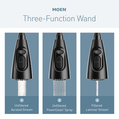 Matte black one-handle high arc pulldown kitchen faucet | product photo