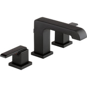 Ara Widespread Bathroom Faucet 3 Hole, 2-handle Bathroom Sink Faucet with Drain Assembly in Matte Black