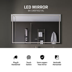 36-in. x 60-in. Frameless LED Bathroom Mirror with Defogger