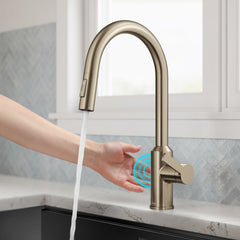 Oletto Touchless Sensor Pull-Down Single Handle Kitchen Faucet in Spot Free Antique Champagne Bronze | product photo