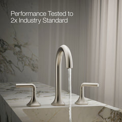 Kohler Occasion Widespread Bathroom Sink Faucet Spout with Cane Design and Drain Assembly in Vibrant Brushed Nickel | product photo