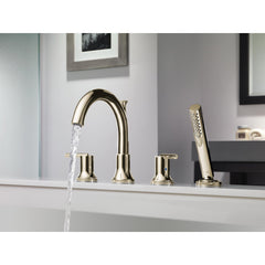Trinsic Roman Tub Faucet with Hand Held Shower, Polished Nickel Deck Mount Bathtub Faucet, Polished Nickel (Valve Not Included) | product photo