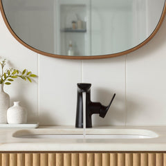 ASPIRATIONS Pull-Out Bathroom Faucet with Drain in Matte Black | product photo
