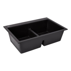 Algren 33" L Double Basin Drop-In Kitchen Sink in Midnight Black | product photo