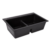 Algren 33" L Double Basin Drop-In Kitchen Sink in Midnight Black