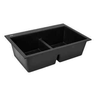 Algren 33" L Double Basin Drop-In Kitchen Sink in Midnight Black