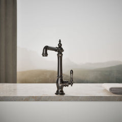 Artifacts Single-Hole Kitchen Sink Faucet with 13-1/2-in Swing Spout, Victorian Spout Design in Vibrant Titanium | product photo