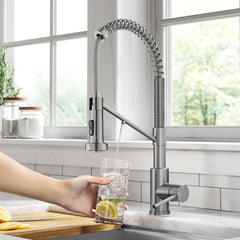 Bolden 2-In-1 Commercial Style Pull-Down Single Handle Water Filter Kitchen Faucet In Spot-Free With Purita 2-Stage Under-Sink Filtration System in Stainless Steel | product photo