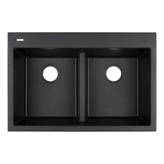 Algren 33" L Double Basin Drop-In Kitchen Sink in Midnight Black | product photo