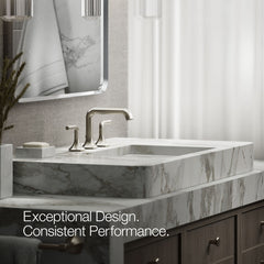 Kohler Occasion Sink Spout with Straight Design Single Hole Bathroom Faucet with Drain Assembly in Vibrant Brushed Nickel | product photo
