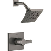 Pivotal Shower Faucet Trim Kit with H2Okinetic Technology in Lumicoat Black Stainless