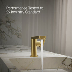 Kohler Composed Single-Handle Bathroom Faucet with Drain Assembly in Vibrant Brushed Moderne Brass | product photo