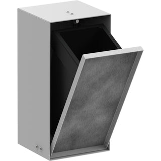 XtraStoris Rock Recessed Trash Bin Kitchen Trash Can with Shelf & Tileable Door in Matte White
