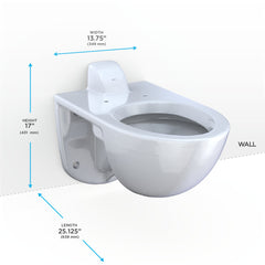 TORNADO FLUSH® Commercial Flushometer Wall-Mounted Toilet with CEFIONTECT, Elongated, Cotton White | product photo