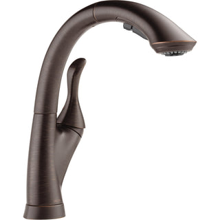 Linden Pull Out Single Handle Kitchen Faucet with Accessories in Venetian Bronze