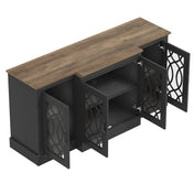 4-Door Sideboard in Manufactured Wood, Black and Knotty Oak