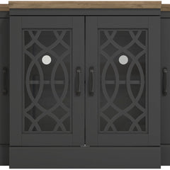 4-Door Sideboard in Manufactured Wood, Black and Knotty Oak