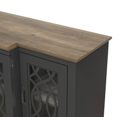 4-Door Sideboard in Manufactured Wood, Black and Knotty Oak