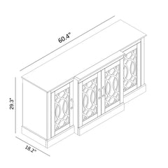 4-Door Sideboard in Manufactured Wood, Black and Knotty Oak