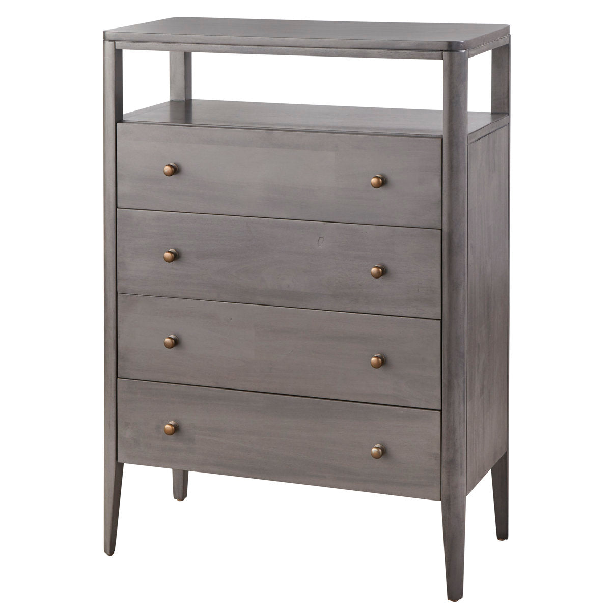 4-Drawer Chest, Acacia and MDF, Charcoal Gray