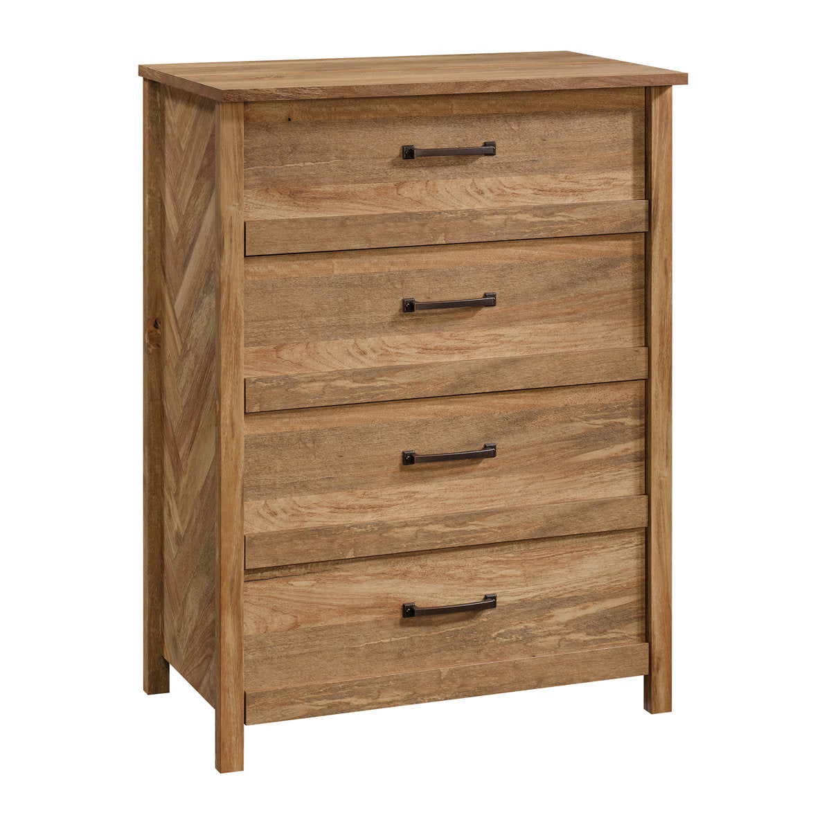 4-Drawer Chest, Manufactured Wood, Sindoori Mango with Metal Pulls