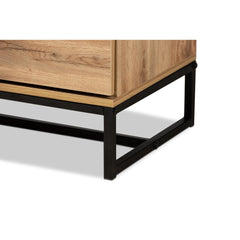 4-Drawer Dresser, Manufactured Wood, Brown Oak Finish, Black Metal Handles