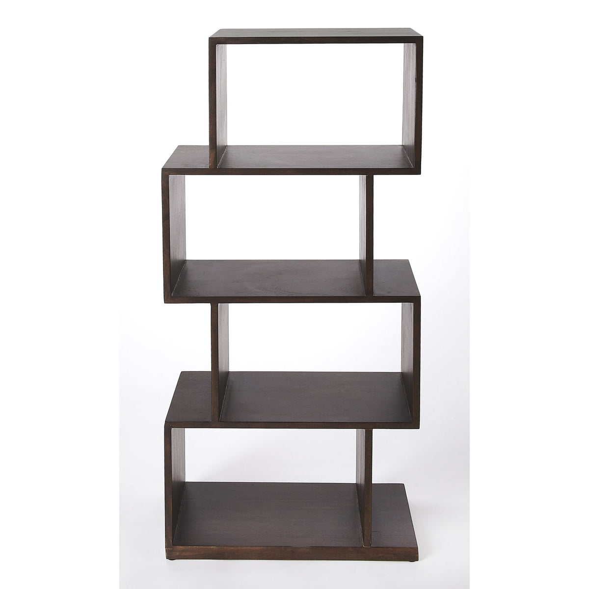 4-Tier Bookcase with Solid Wood Frame in Dark Brown