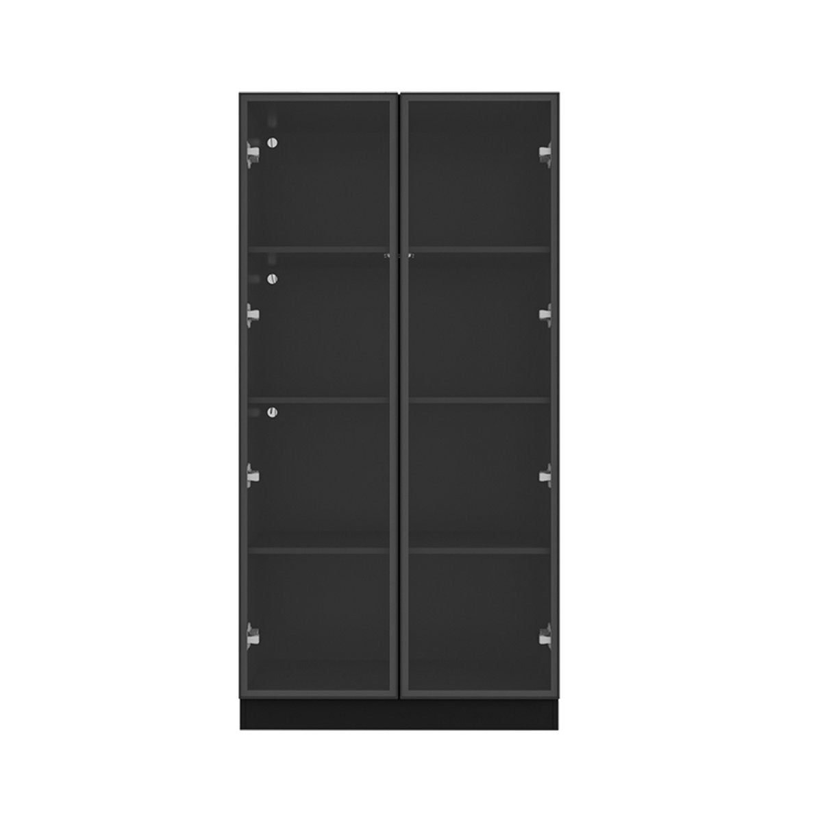 4-Tier Bookshelf With Glass Doors, Black