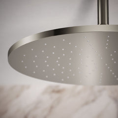 Contemporary Round 14" Rainhead with Katalyst Air-Induction Spray, 2.5 Gpm in Vibrant Polished Nickel | detail photo