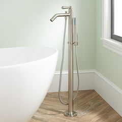 Napier Freestanding Tub Faucet and Hand Shower in Brushed Nickel | product photo