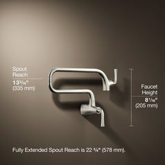 Kohler Graze Wall-Mount Pot Filler in Vibrant Polished Nickel | product photo