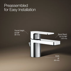 Kohler Parallel Single Hole Bathroom Faucet in Polished Chrome | product photo