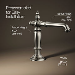 Kohler Artifacts Widespread Bathroom Faucet Spout with Drain Assembly in Vibrant Polished Nickel | product photo