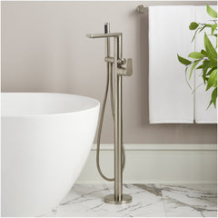Berwyn Freestanding Tub Faucet with Hand Shower and Rough-In Valve Brushed Nickel | product photo
