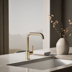Purist Single-Hole Kitchen Sink Faucet with 8" Spout in Vibrant Brushed Bronze | product photo
