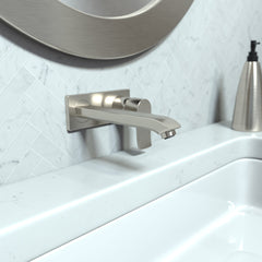 Metris E Wall Mounted Bathroom Faucet in Brushed Nickel | product photo